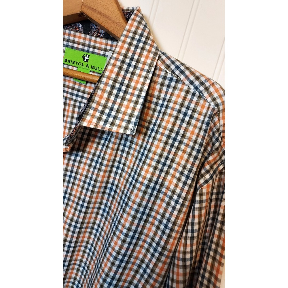 Bristol & Bull Mens 2XL Plaid Checkered‎ Button Down Long Sleeve Shirt big tall